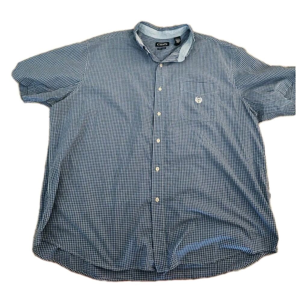 Chaps 3XB Men's Blue Short Sleeve Shirt Summer Spring
